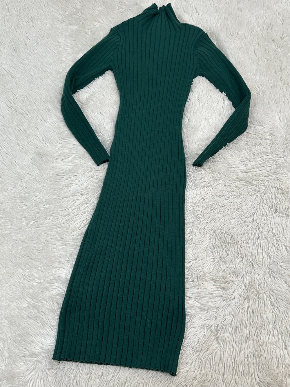 🌷 Merokeety Ribbed Knit Mockneck Dress